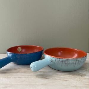 Vintage Set of De Silva Terracotta Soup Dishes - Made in Italy 1980s Bakeware